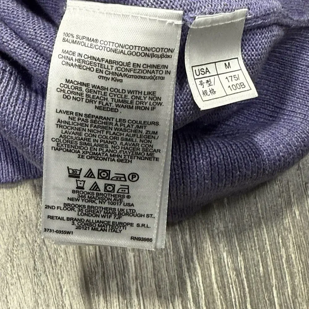 Mens Brooks Brothers V Neck 100% Supima Cotton Pullover Sweater Purple Size M - Picture 5 of 9